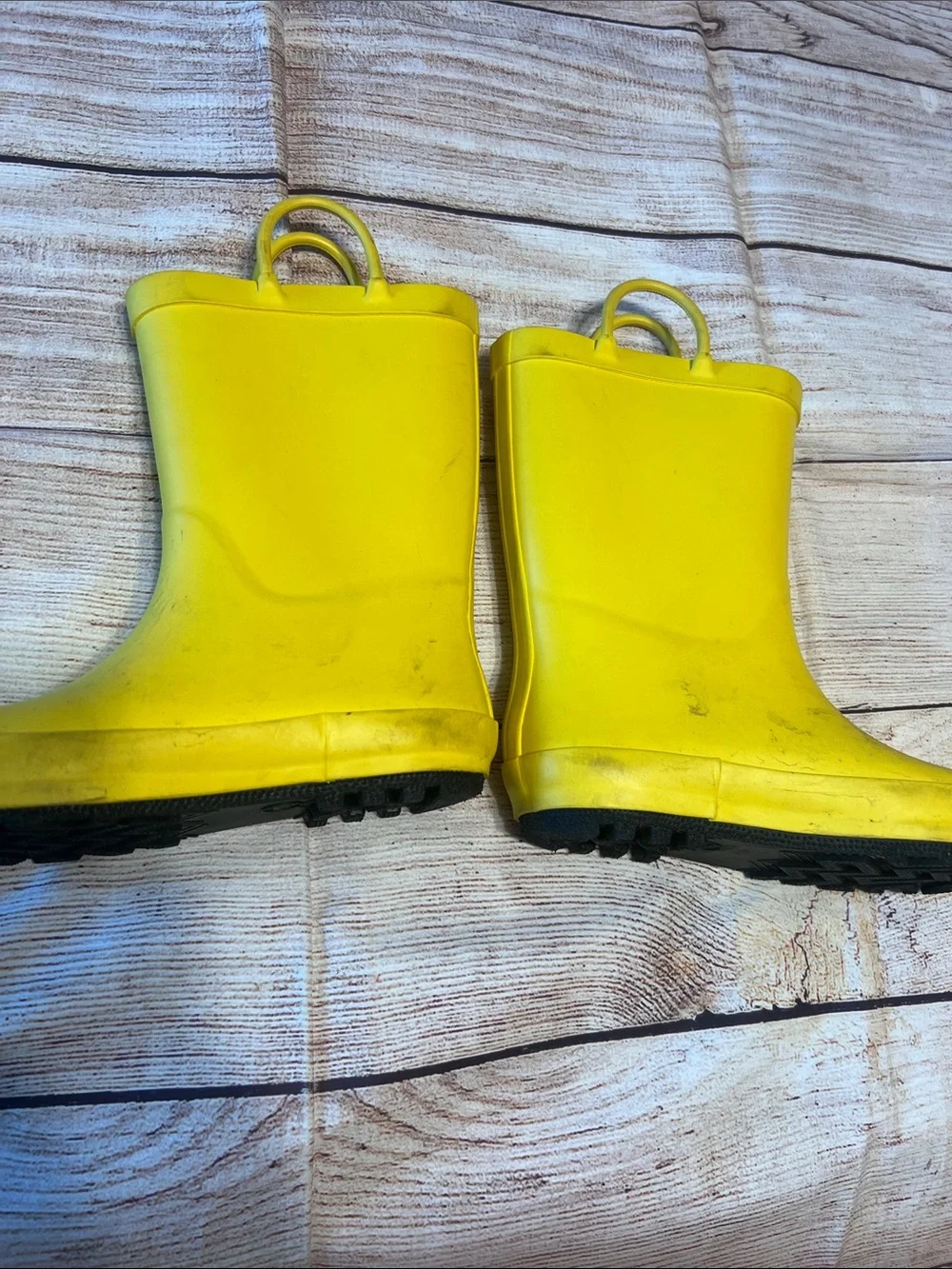 Cat & Jack Bright Yellow Kids Rain Boots with Pull Handles